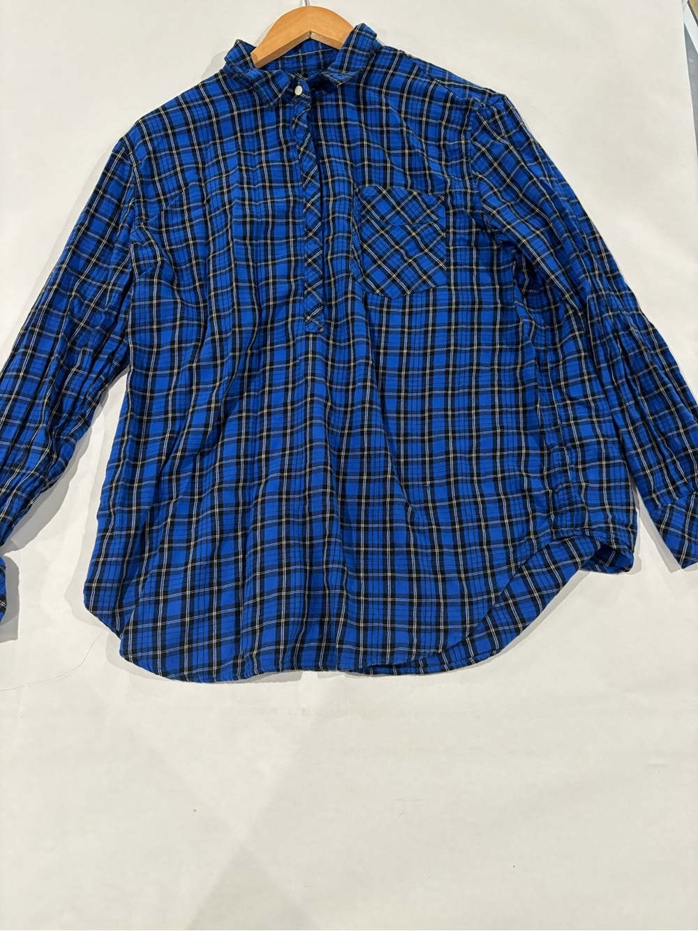GAP Royal Blue & Black Plaid Button-Down Shirt